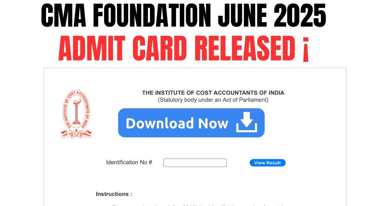 CMA Foundation June 2025 Admit card Released! | CMA foundation June ...