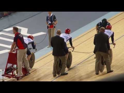 London 2012 Olympics Track Cycling Team GB - Philip Hindes fall