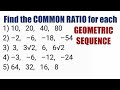 Find the COMMON RATIO for each GEOMETRIC SEQUENCE | grade 10 module