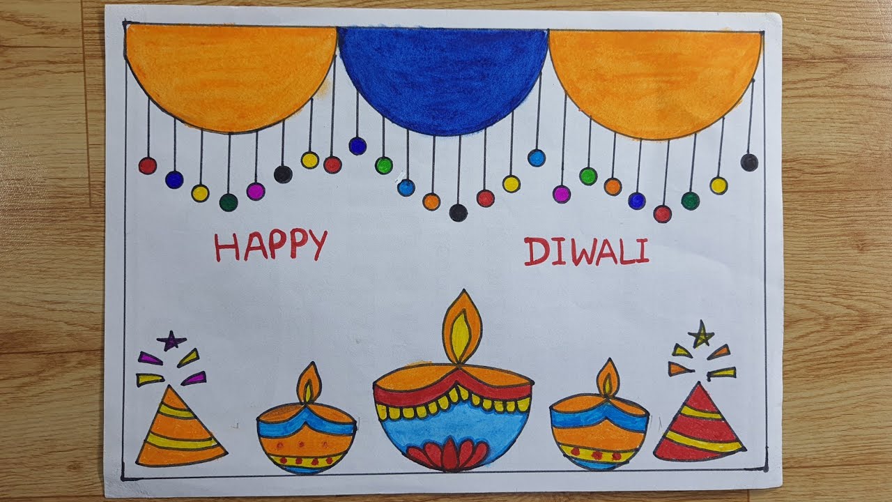 Beautiful Diwali Drawing Easy/Diwali Festival Drawing Easy For Beginners/  How To Draw Diwali Drawing - YouTube