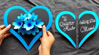 Como hacer Tarjeta Corazon Pop Up de Rosas para el día de las Madres