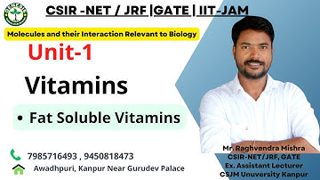 Vitamins | Fat Soluble Vitamins | L-1 | Biomolecules | Biochemistry