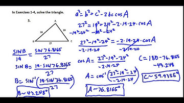 Precalculus Chapter 5.6 Exercises 1-8 Law of Cosines Problems