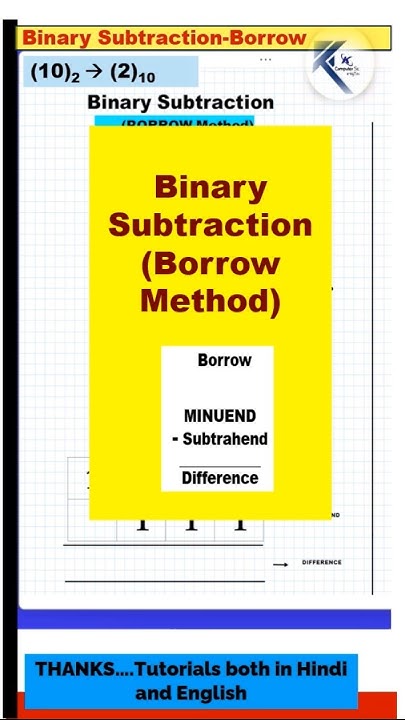 Binary Subtraction using borrow| how to subtract two binary numbers # ...