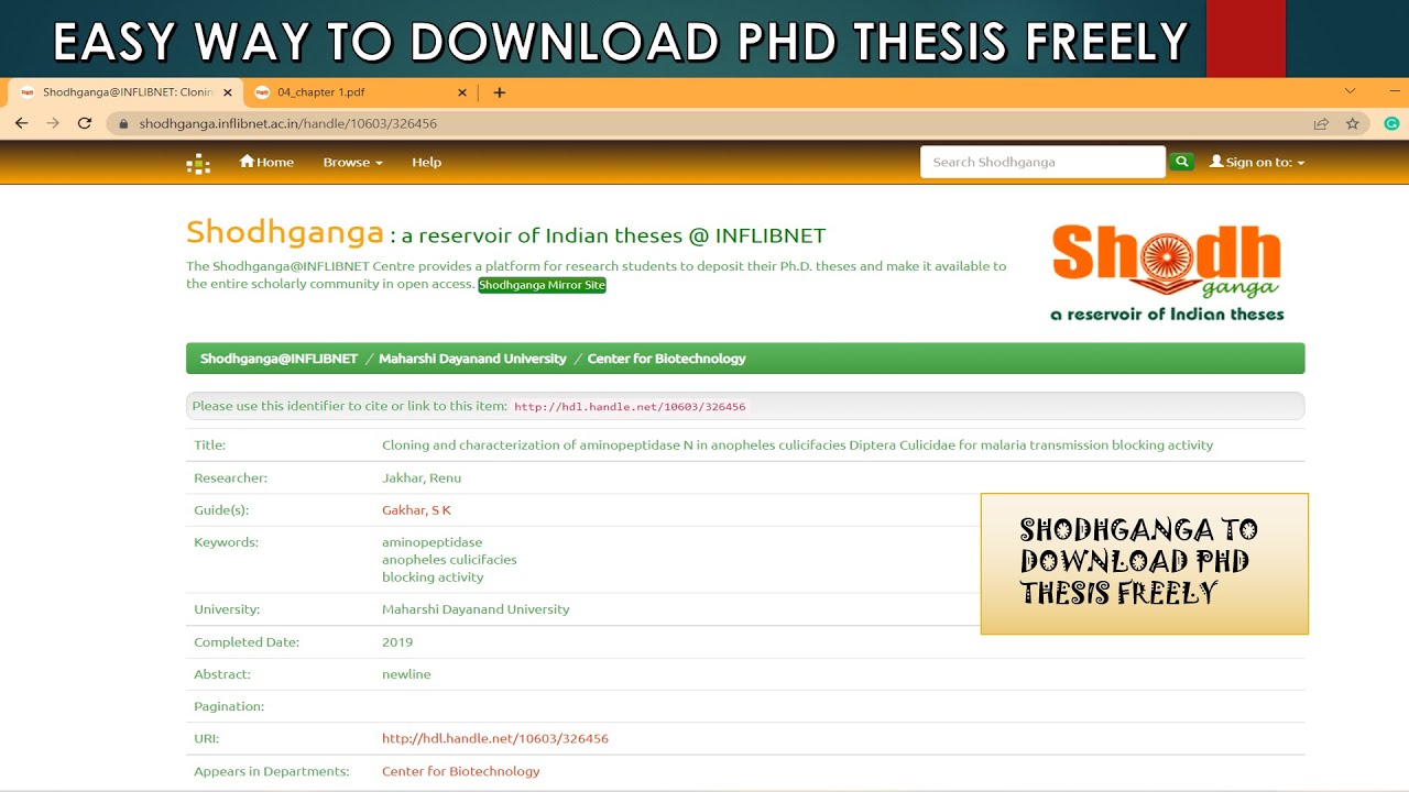 how to search thesis on shodhganga