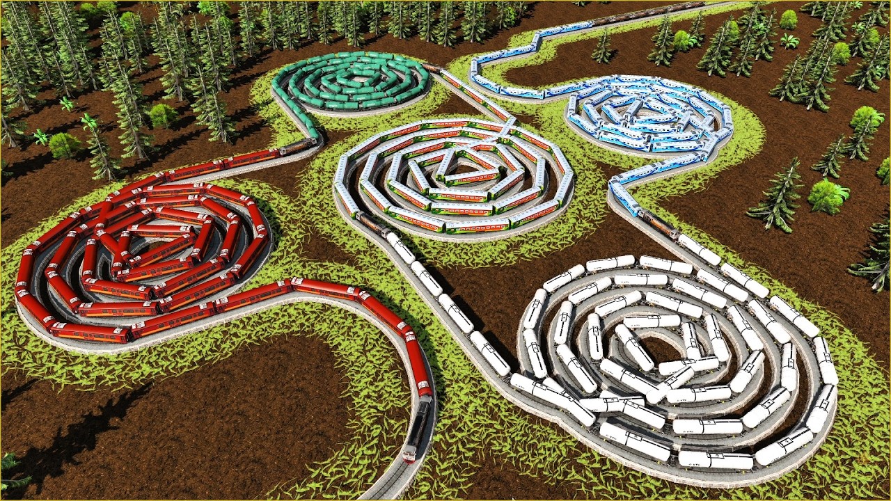 wow amazing🚇5 Spiral Train Tracks Like Planets😱The Most Amazing Strange Tracks‼️Trainz Simulator 19