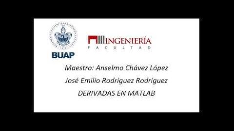 Derivadas en MATLAB (rápidamente).