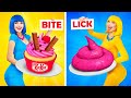 LICK, BITE OR NOTHING PINK CHALLENGE! ||Try to Eat Only PINK COLOR! Food Battle by RATATA