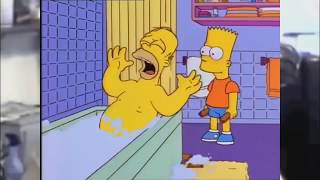 BART HITTING HOMER WITH A CHAIR FUNNY MEME