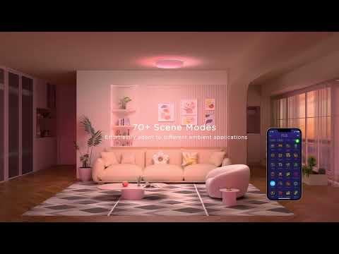Потолочний світильник Govee 38cm Smart Ceiling Light Pro, Matter, RGBICWW, WI-FI/Bluetooth, білий, видео 1