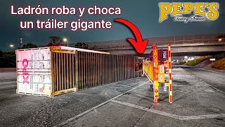 Ladrón Roba Tráiler Con Contenedor Y Lo Vuelca En La Autopista