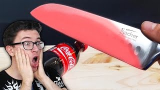 EXPERIMENT Glowing 1000 degree KNIFE VS COCA COLA Reaction