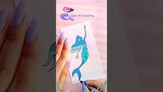 How to paint mermaid with moonlight night scene | Moonlight scenery #satisfying #scenery #mermaid