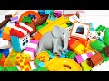 Satisfying Building Blocks Marble Run ASMR Course of elephants and funny animals