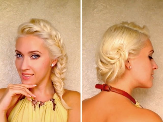 French Fishtail Braid Hairstyles For Medium Long Layered Hair Tutorial Messy Updo For Everyday Youtube