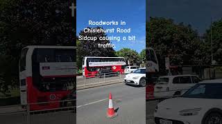Roadworks in Chislehurst Road Sidcup London #bus #london #travel #viralshorts #driving