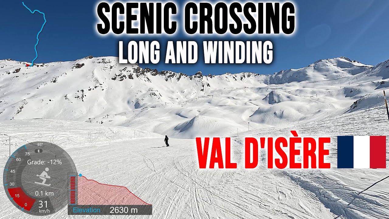 [4K] Skiing Val d'Isère, Scenic Crossing on Long and Winding Runs, France, GoPro HERO13