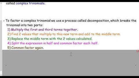 MPM2D - Lesson 3 - Complex Trinomial Factoring
