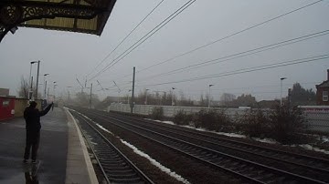 GBRf Train zooming through Retford Train Station with Loud train Horn.