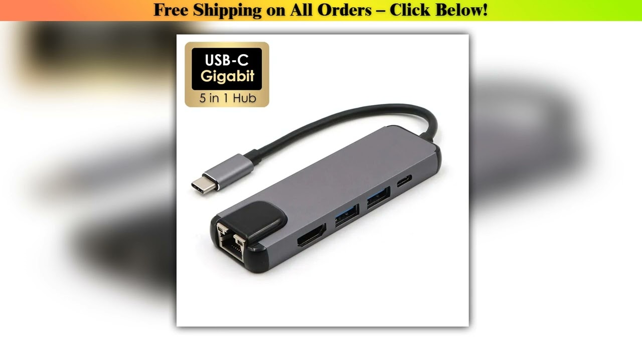 USBC to RJ45 HDTV 4K USB 30 Type C 5 Port Hub Gigabit Ethernet 1001000M Lan for Macbook Pro Air Thu