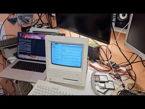 Видео: Macintosh 87 года через WiFi в Internet!