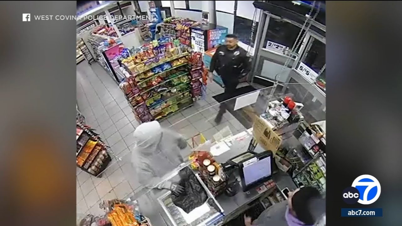 West Covina police sergeant walks in on armed robbery at 7-Eleven - YouTube