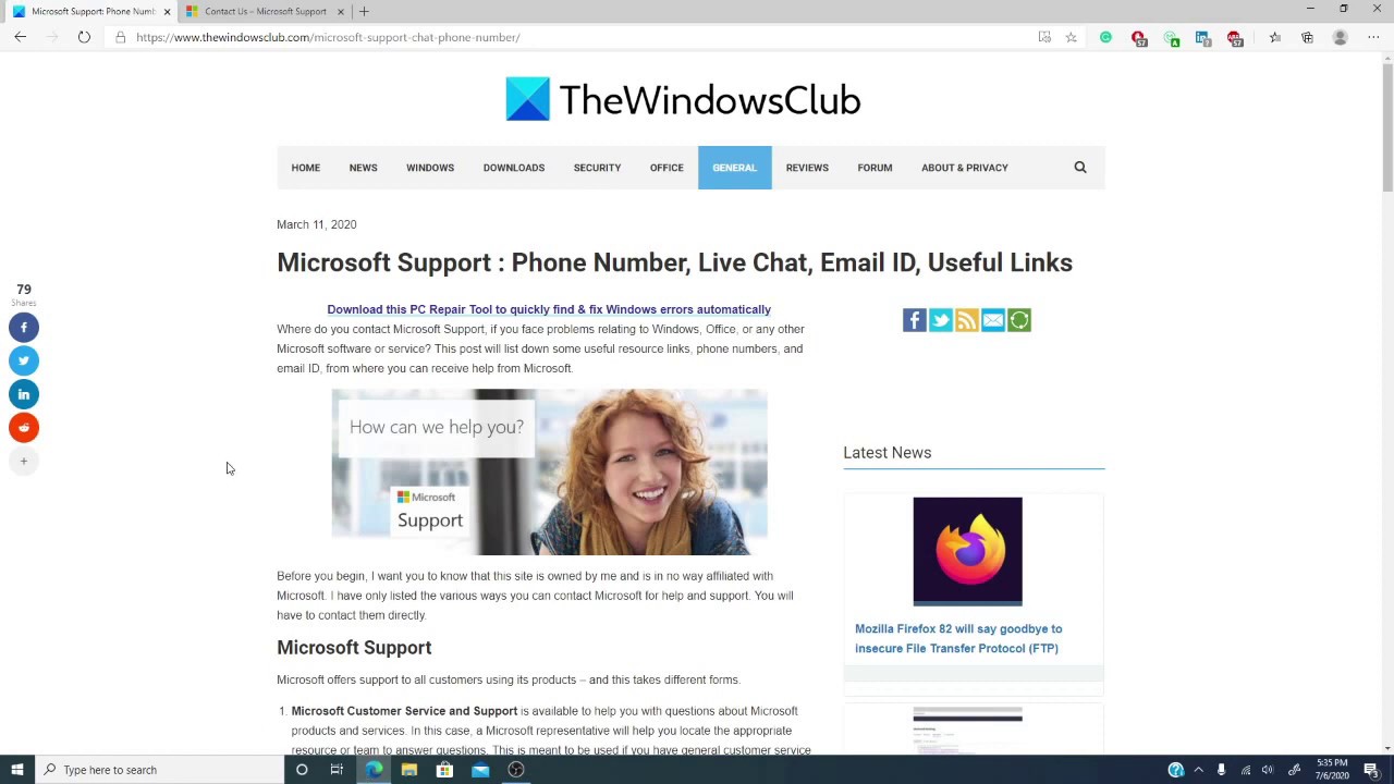 How to contact Microsoft Support by Chat, Email, Phone, etc. - YouTube