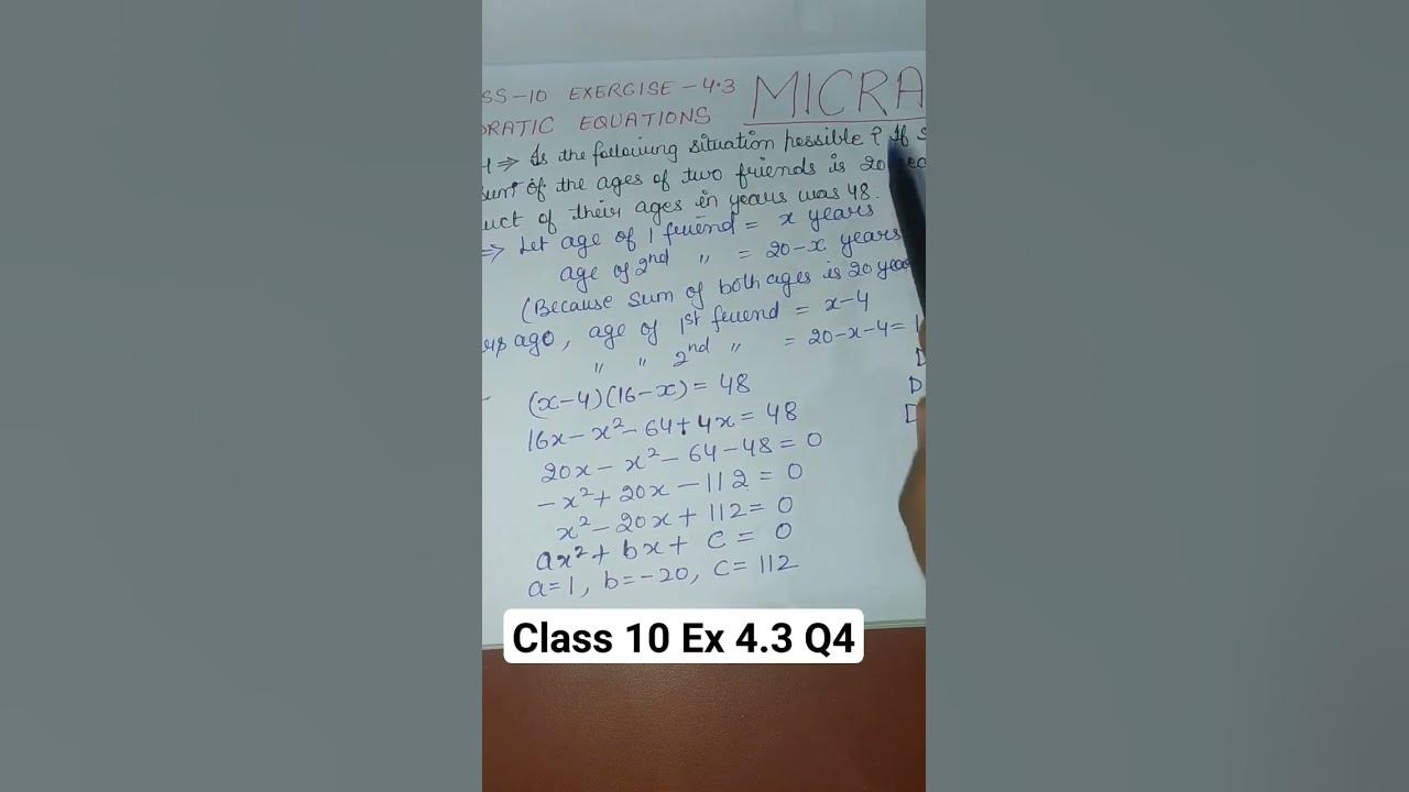 Class 10 ex 4 3 q4 maths class10 lokeshsir mathematics youtube