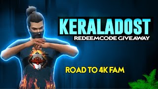 FreeFire Live🔴Malayalam ‖ Road To 5k ‖ Unlimited Redeem Codes💥🙈❤