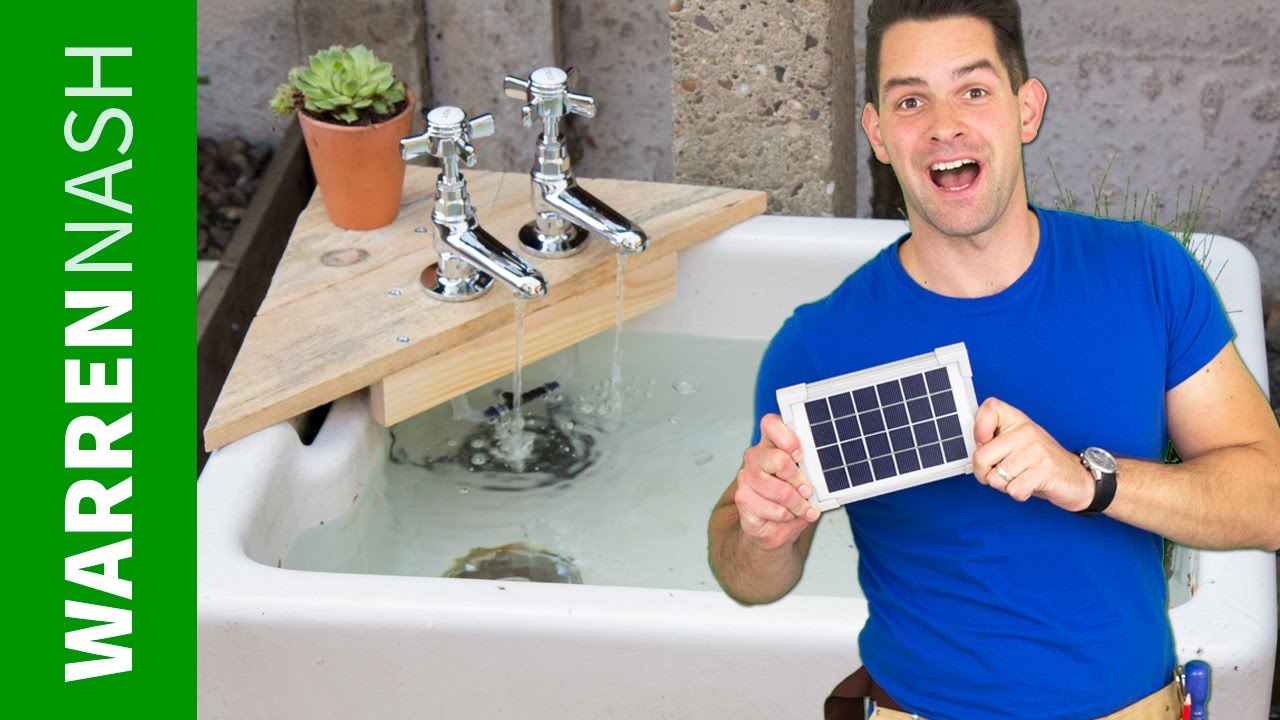 Solar Water Feature For Gardens Made With Belfast Sink Easy Diy By Warren Nash