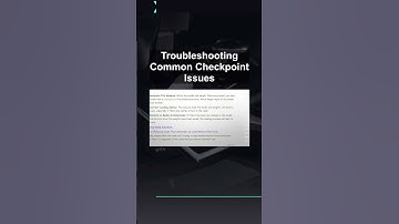 Troubleshooting Common Checkpoint Issues #ai #artificialintelligence #machinelearning #aiagent