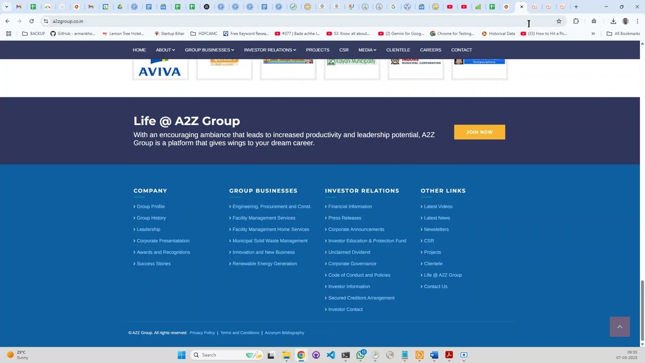 Website Review for A2ZINFRA A2Z Infra Engineering Limited (INE619I01012)
