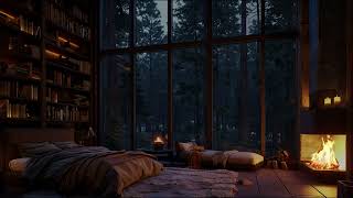 Go to Sleep With Cozy Bedroom in Rainy Forest Hill | Relaxing Gentle Rain Sounds for Sleep Disorders