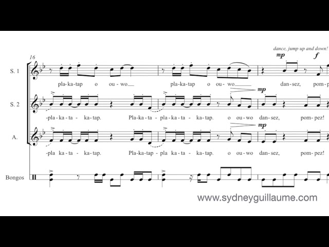 Plakatap by Sydney Guillaume {score video} - SSA Chorus class=