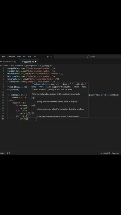 Students Result and Percentage with python #coding #python #javascript ...