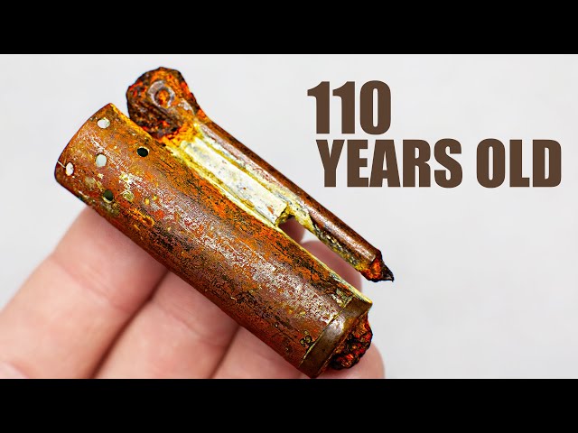 WW1 Trench Lighter Restoration. Rusty Lighter from the Battlefield class=