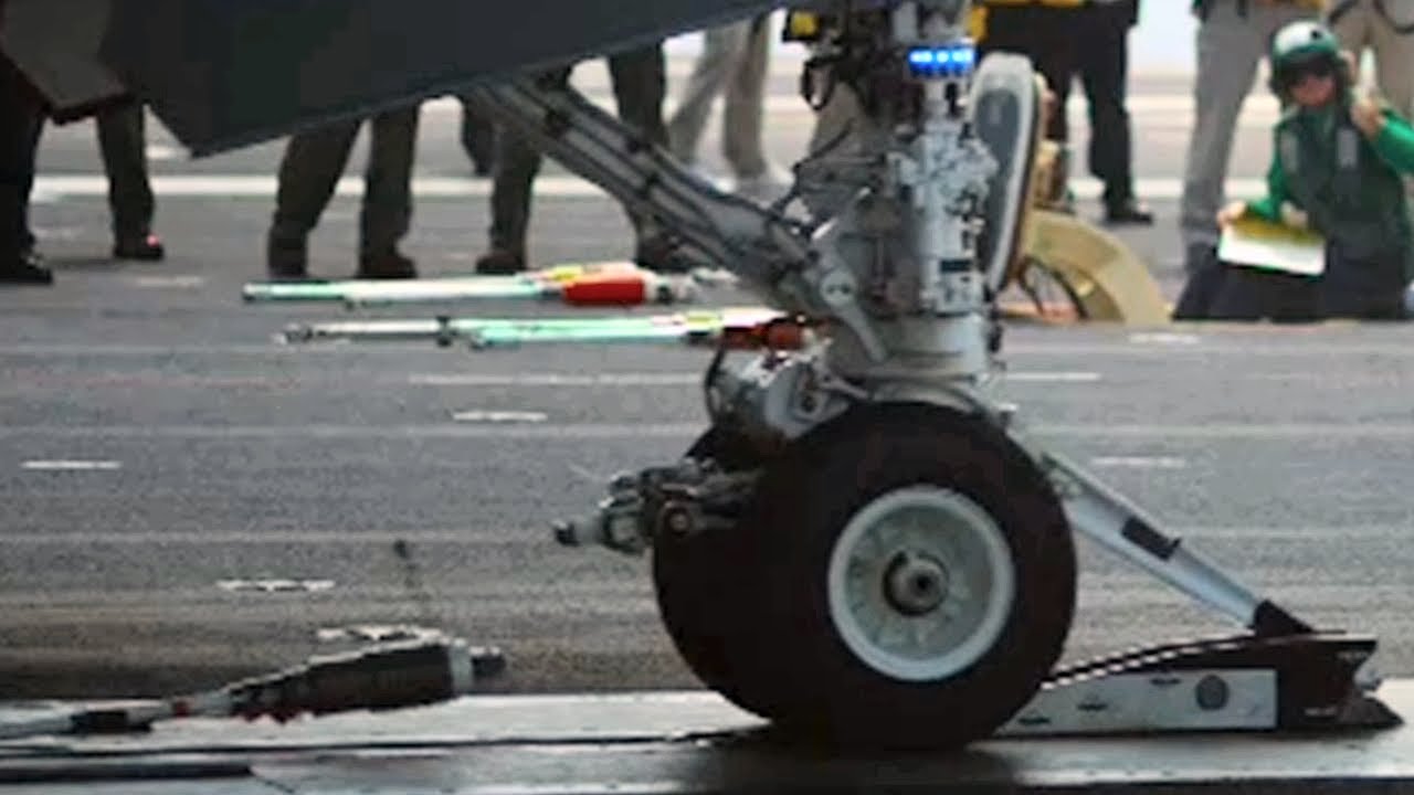 X47B Steam CATAPULT Hold Back Break Slow Motion YouTube