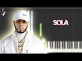 Anuel AA - Sola | Instrumental Piano Tutorial / Partitura / Karaoke / MIDI