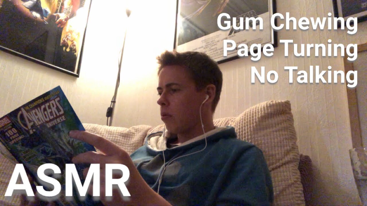 ASMR / Gum Chewing While Reading Silently / No Talking / Page Turning / Male