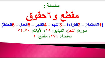 مقطع و 6 حقوق (سورة النحل الفيديو ١٥ الآيات: ٧٠-٧٤) (في المصحف صفحة ٢٧٤ مقطع ٢) محمد ماضي