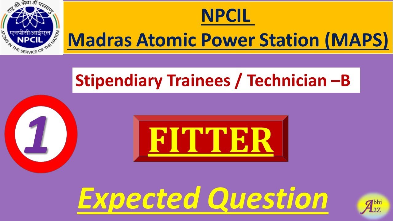 NPCIL Fitter Question Paper set -1 | NPCIL madras fitter Question 2022 |  