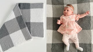 How to Crochet a Grey Gingham Blanket with the Crumpled Griddle Stitch