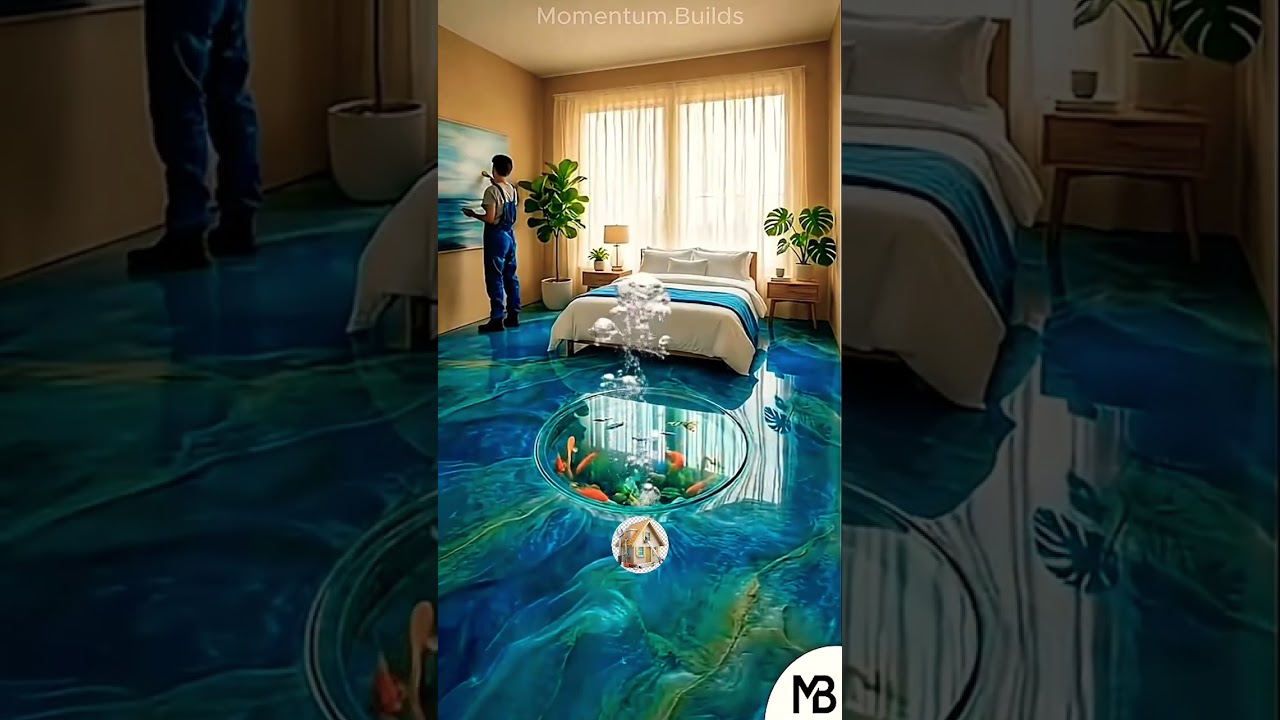 Stunning Epoxy Aquarium Bedroom Floor Transformation 