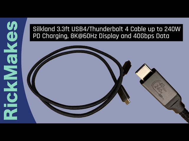 Thunderbolt 4 3 USB-C 4.0 Cable Charger Data 40Gbps PD 240W 8K