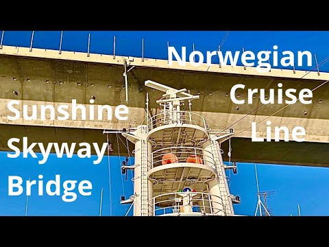 Huge Cruise Ship Passing Under Sunshine Skyway Bridge 🛳️ Tampa, Florida