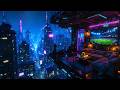Lofi Ambient – World cup Night on a Neon Futuristic Balcony | Chill Beats for Study and Work | 4K