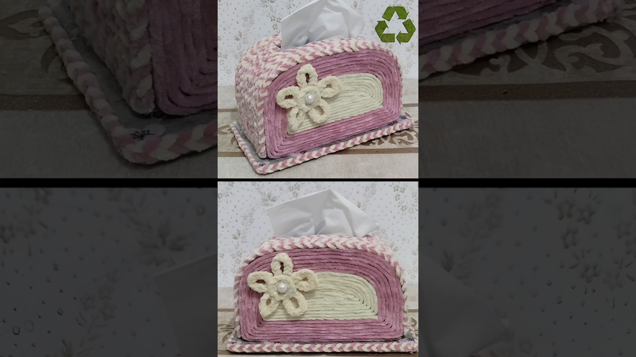 ♻️Cardboard Recycling + A Little Yarn😱I Can’t Believe I Made This Tissue Box Holder with Cardboard!