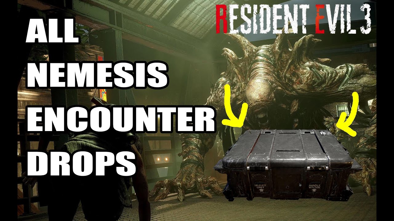Resident Evil 3 Remake - All Nemesis Loot Drops Encounters (All 4 Supply Crate Drops)