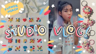 Making Flowercat Merch Process! 🌼 | STUDIO VLOG | Embroidery n Keychains! | Tiffany Weng
