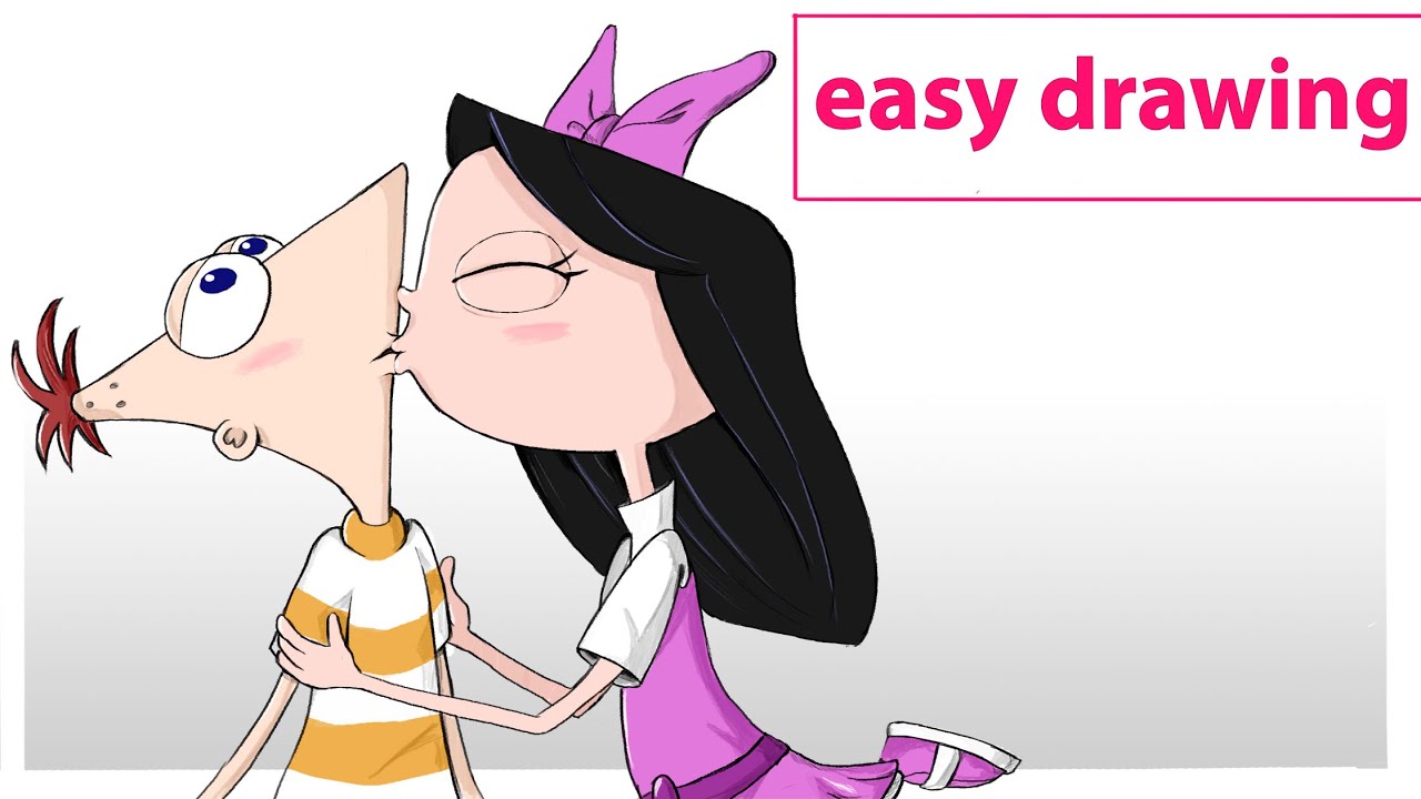 How to draw Phineas and Isabella kissing - YouTube.
